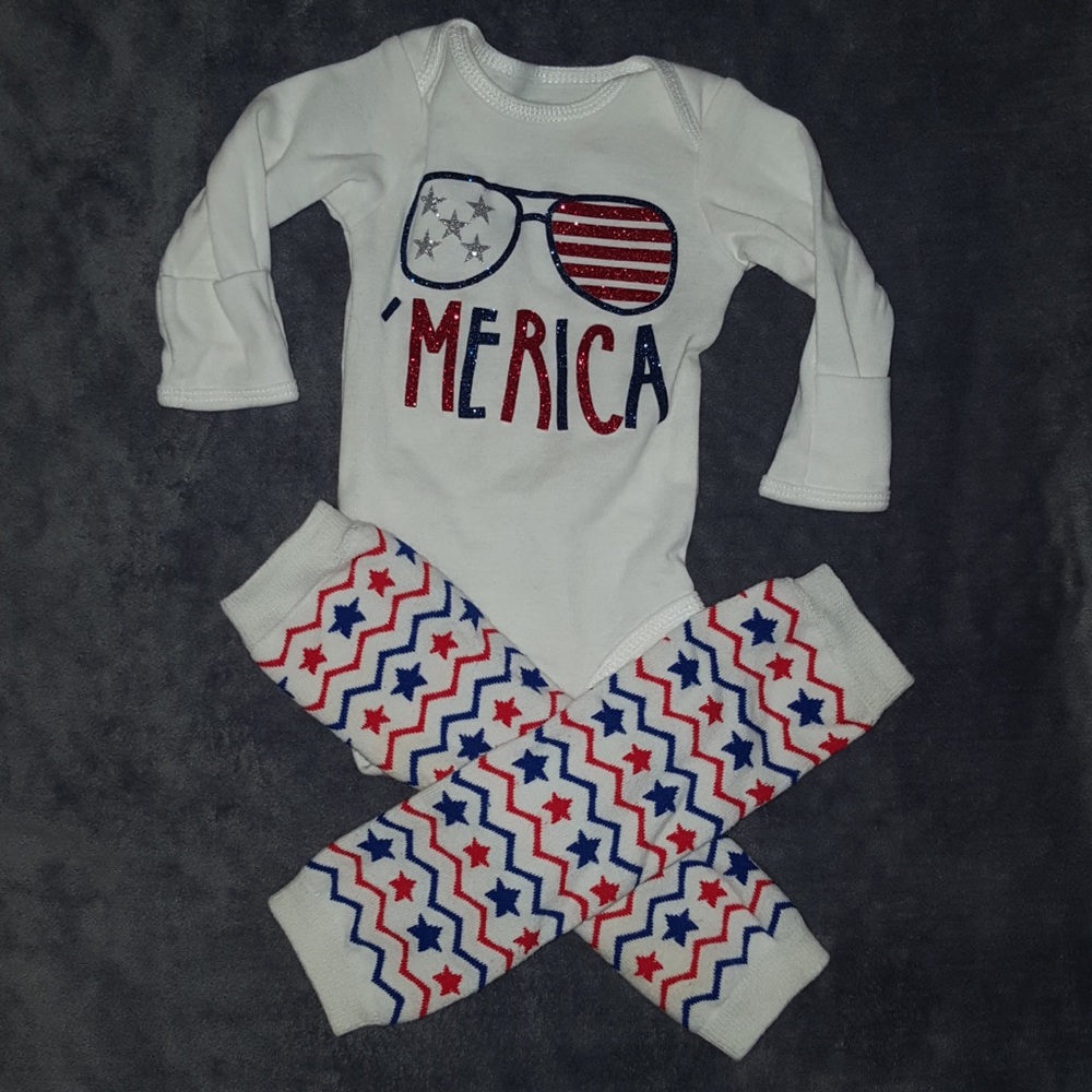 4th of July Glitter onesie and leggings